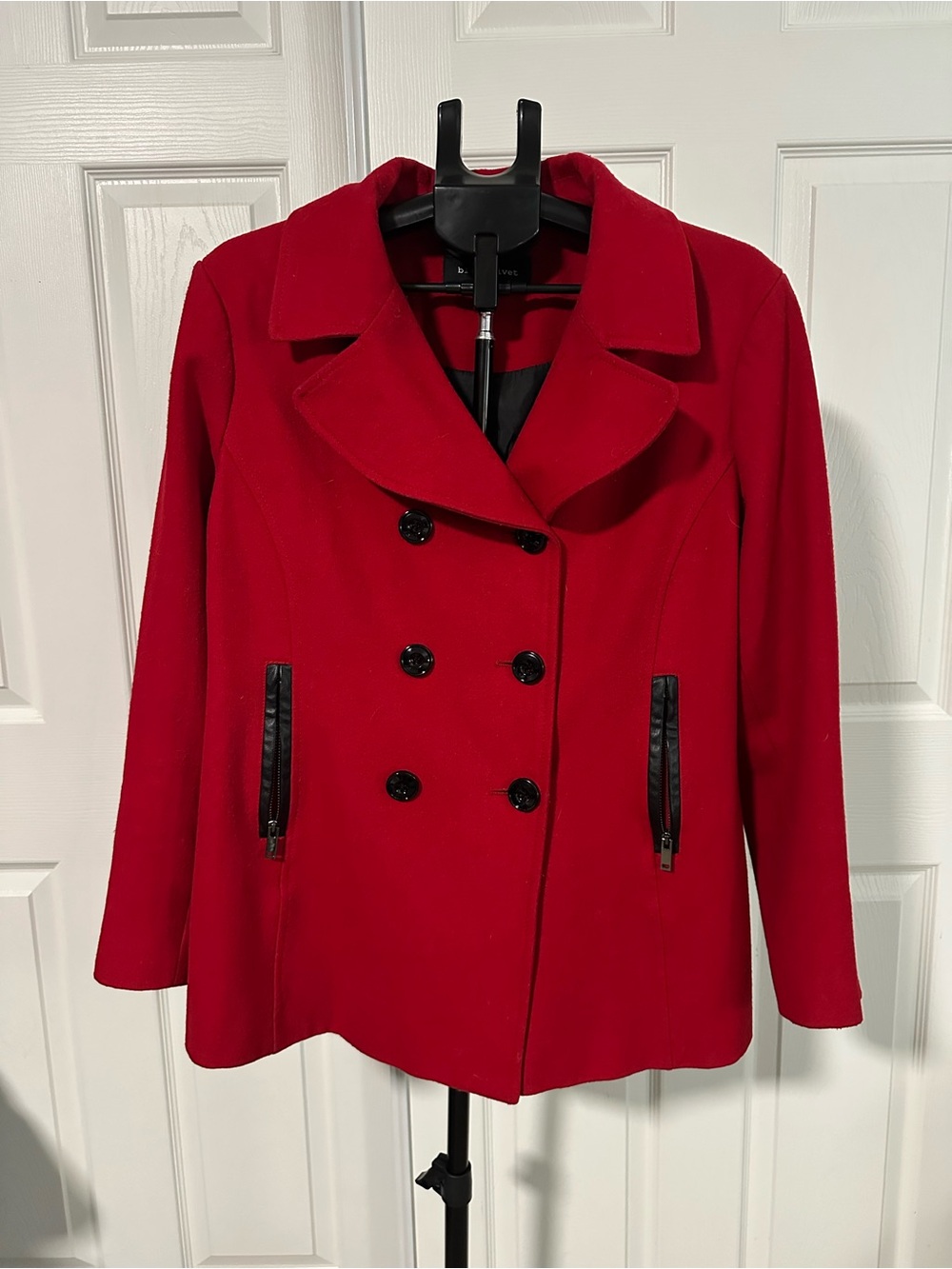 Black Rivet Women's Red Double-Breasted Peacoat Jacket XL